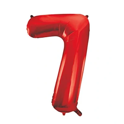 Afbeelding van Unique Party Enorme folieballon nummer 7, in rood aluminium van 86 cm