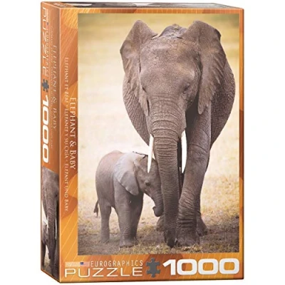 Afbeelding van olifant en baby (puzzel)