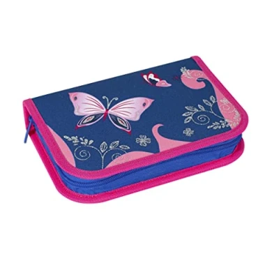 Afbeelding van Eberhard Faber schooletui gevuld 31 delig 2 laags vlinders blauw/roze EF 577471