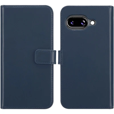 Afbeelding van Selencia Hoesje Geschikt voor Google Pixel 9a Echt Lederen Bookcase Blauw