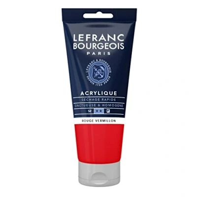 Image de Lefranc Bourgeois peinture acrylique rouge vif semi opaque satin fine 80 ml