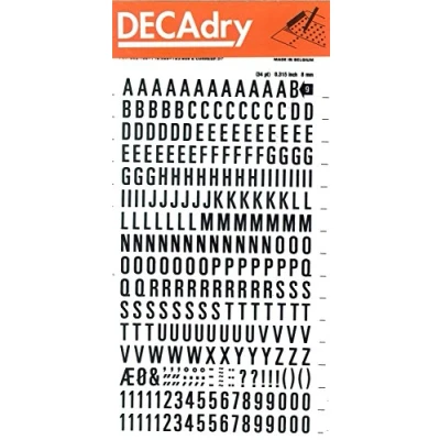 Afbeelding van APLI DD9F Zwart overdraagbare letters en cijfers 8 mm 277 tekens