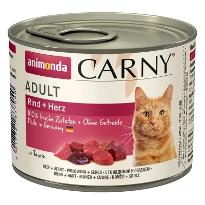 Afbeelding van 12x200g Adult Rund &amp; Hart Animonda Carny Kattenvoer