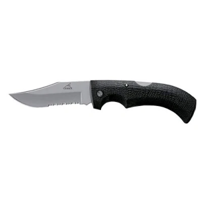 Afbeelding van Gerber Gator Folder Clip Point 31 003614 zakmes met gedeeltelijk gekarteld lemmet en etui, zwart, lemmetlengte 9,5 cm