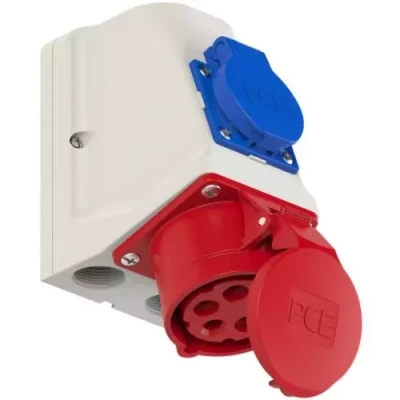 Afbeelding van PCE combinatie CEE wandcontactdoos 5 polig 16A +