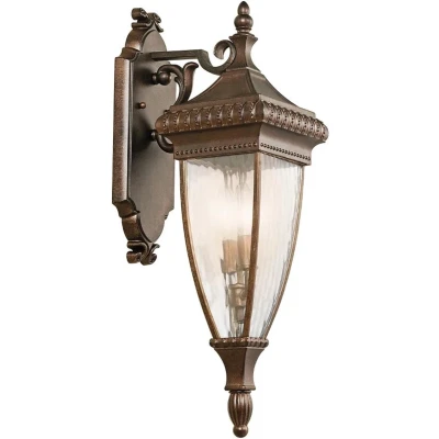 Afbeelding van Kichler LED Wand Buitenlamp Venetian Rain 2X E14 Max 60W IP44 Dimbaar Brushed Bronze