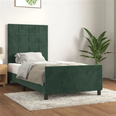 Afbeelding van vidaXL Bedframe met hoofdeinde fluweel donkergroen 80x200 cm