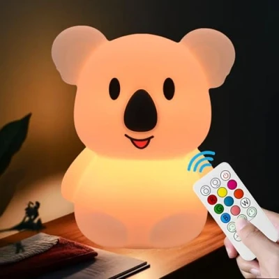 Afbeelding van xinjinhju Koala nachtlampje voor kinderen, veelkleurig bedlampje, decoratief licht, oogverzorging, helderheid en kleur instelbaar, tijdinstelling, cadeau,