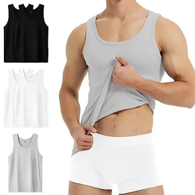 Afbeelding van YouShow tanktops voor heren, 100% katoen, fijne ribben, set van 3/5 stuks