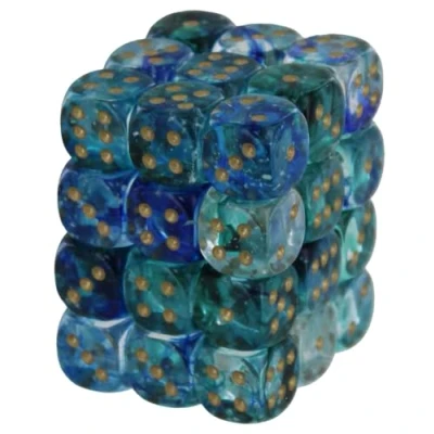 Afbeelding van Chessex Nebula Oceanic/gold Luminary D6 12mm Dobbelsteen Set (36 stuks)