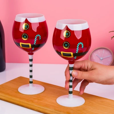 Afbeelding van Kerstman Wijnglas (set Van 2)