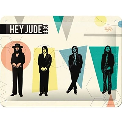 Afbeelding van The Beatles Hey Jude 1968 Metalen wandbord in reliëf 15 x 20 cm.