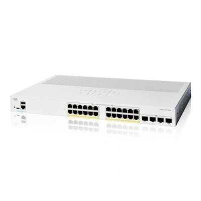 Image de Cisco Catalyst 1200 24P 4X Commutateur C3 intelligent 24 x 10/100/1000 (PoE+) + 4 Ethernet 10 Go SFP+ Montable sur rack PoE+ (195 W)