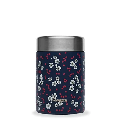 Afbeelding van QWETCH Geïsoleerde Lunchbox voor onderweg Hanami blauw 600 ml Voedselbox van roestvrij staal 5 uur warm en 7 koud BPA vrij, waterdicht herbruikbaar kantoor, picknick,