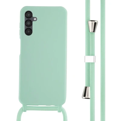 Afbeelding van iMoshion hoesje Geschikt voor Samsung Galaxy A14 (5G) / (4G) met koord Siliconen Mintgroen