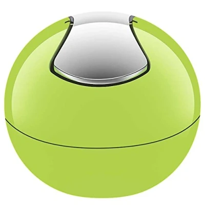 Afbeelding van Spirella Afvalemmer voor badkamer, cosmetica container, 1 liter, glanzende of matte afwerking, afvalcontainer met draaibaar deksel, groen