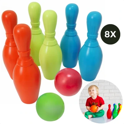 Afbeelding van Cheqo® Bowlingset voor Kinderen Bowlen Bowling Kegelset Kegelen Kegelspel 8 Delige Set Geschikt Binnen en Buiten Inclusief Bal