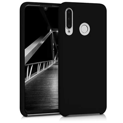 Afbeelding van kwmobile telefoonhoesje geschikt voor Huawei P30 Lite Hoesje met siliconen coating Smartphone case in zwart