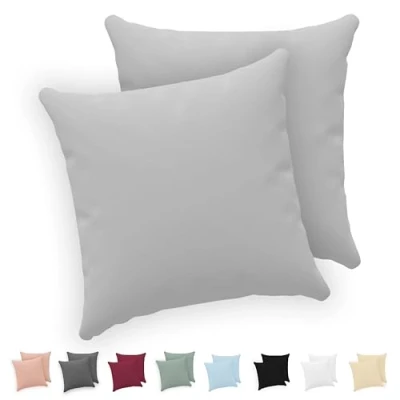 Afbeelding van Twinzen® Kussensloop, 40 x cm, 100% jersey katoen, 150 g/m², grijs, kussensloop met ritssluiting, Oeko Tex gecertificeerd, 2 stuks