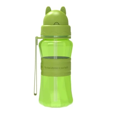 Afbeelding van Sigdio Drinkfles voor kinderen, jongens en meisjes, met rietje, BPA vrij, sportdrinkfles thuis, school outdoor activiteiten (groen)