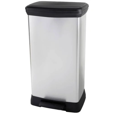 Afbeelding van Curver Deco bin metalics 254620 Afvalbak 46 l (b x h d) 407 749 307 mm Zilver, Zwart 1 stuk(s)