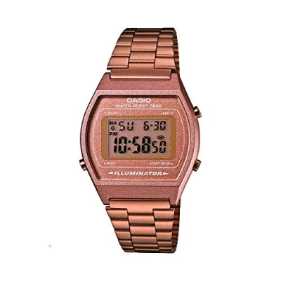 Afbeelding van Casio Uniseks retro digitaal horloge B640WB met roestvrij stalen horlogeband, Rozengoud., one size