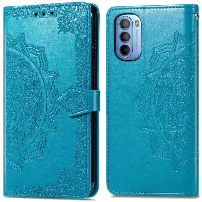 Afbeelding van iMoshion Hoesje Geschikt voor Motorola Moto G14 Met Pasjeshouder Mandala Bookcase Turquoise