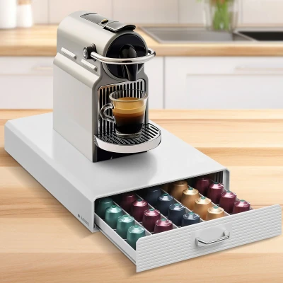 Afbeelding van Navaris capsulehouder Met lade Houder voor 50 koffiecups 5 lades Wit