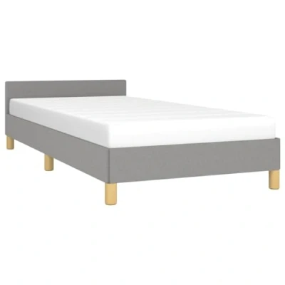 Afbeelding van vidaXL Bedframe met hoofdeinde, lichtgrijs, 90 x 200 cm, stof