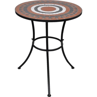 Afbeelding van Bistrotafel 60 cm mozaïek terracottakleurig en wit