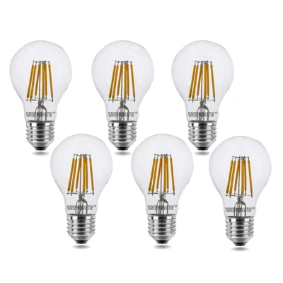 Afbeelding van E27 LED Filament lamp 6W warm Wit Dimbaar 6 Pack 2200K (Extra wit)