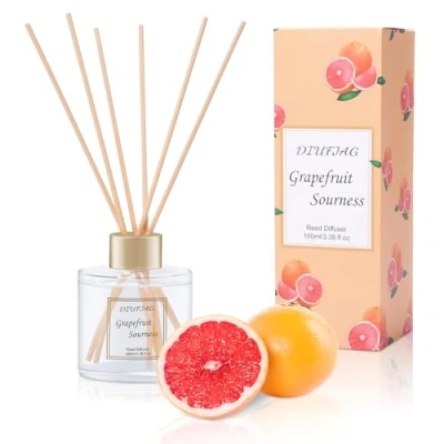 Afbeelding van 100 ml geurverspreider met 6 vezelstokjes, grapefruit set voor aromatherapie, luchtverfrissers thuis, slaapkamer, badkamer