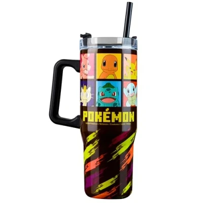 Afbeelding van Pokemon Thermosbeker met rietje en deksel, dubbelwandig, 940 ml, cadeaus voor kinderen