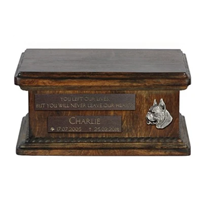 Afbeelding van Persoonlijke houten urn hond voor Duitse Boxer hondenas met gravure