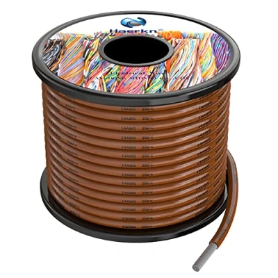 Afbeelding van 2,0 mm² 14 awg elektrische draad van siliconen, kleur bruin, 10 m, kabel vertind koperdraad, meerstrengen, bestand tegen hoge temperaturen