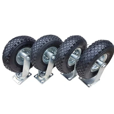 Afbeelding van Frosal Set van 2 vaste wielen + zwenkwielen Ø 260 x 85 mm, 3.00 4 in delige set, luchtwiel op zilveren stalen velg, transportwagen en