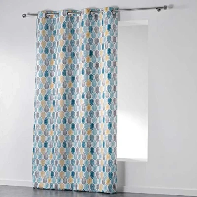 Afbeelding van douceur d&#039;intérieur, Oogjesgordijn (140 x 260 cm) Palpito Wit, Bedrukt Polyester