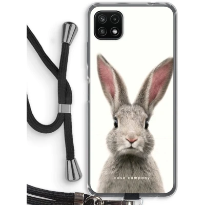 Afbeelding van Case Company® hoesje met Koord geschikt voor Samsung Galaxy A22 5G Daisy Telefoonhoesje Zwart Bescherming aan alle Kanten en Over de Schermrand
