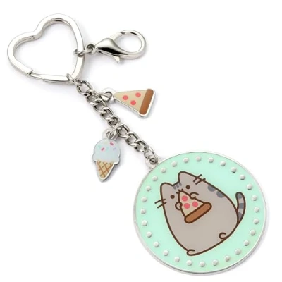 Afbeelding van the Carat Shop Pusheen Cat met Pizza Keychain Sleutelhanger