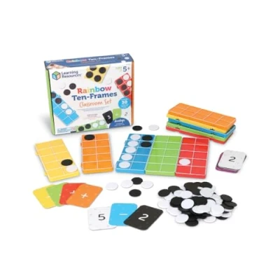 Afbeelding van Learning Resources Rainbow Tien frames klassenset, vanaf 5 jaar, 10 en meters, wiskundeonderwijsgereedschap, basisbenodigdheden voor het klaslokaal