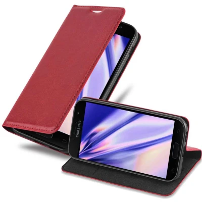 Afbeelding van Cadorabo Hoesje geschikt voor Samsung Galaxy A7 2017 in APPEL ROOD Beschermhoes met magnetische sluiting, standfunctie en kaartvakje Book Case Cover Etui
