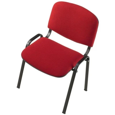 Afbeelding van Vergaderstoel of conferentiestoel basic zwart frame zonder armleuningen rood stof