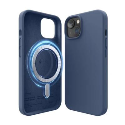 Afbeelding van elago Magnetische siliconen hoes compatibel met iPhone 14 Pro Case 15,49 cm en alle MagSafe accessoires, geïntegreerde magneten, hoogwaardige vloeibare hoes, beschermhoes (blauw)