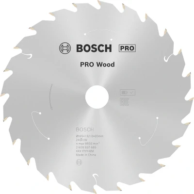 Image de BOSCH 2608837685 lame de scie circulaire Standard pour bois scies sans fil 165 x 20 1.5/1.0 mm, 24T