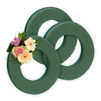 Afbeelding van steekschuim echte bloemen set van 3 Ø 25 cm rond oase knutselen schuimstof groen