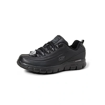 Afbeelding van Skechers Dames Sure Track Trickel werkschoenen, Zwart leder, 38 EU