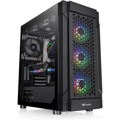 Afbeelding van Thermaltake CA 1W2 00M1WN 01 Midi tower PC behuizing Zwart 3 voorgeïnstalleerde LED ventilators, LCS compatibel, Zijvenster, Geschikt voor DIY waterkoeling,