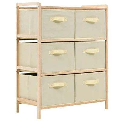 Afbeelding van Opbergmeubel met 6 stoffen manden cederhout beige