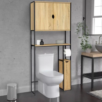 Image de Meuble WC 3 en 1 avec armoires de rangement DETROIT design industriel