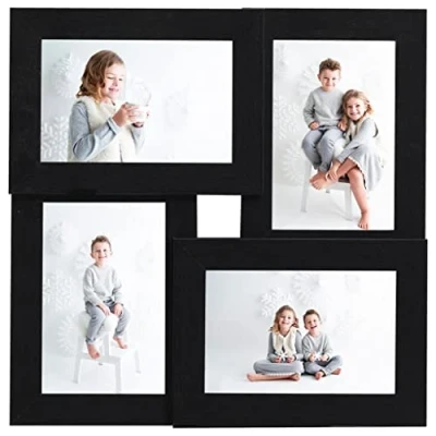 Image de vidaXL Collage de cadres photo pour 4x (13x18 cm) Noir MDF332775